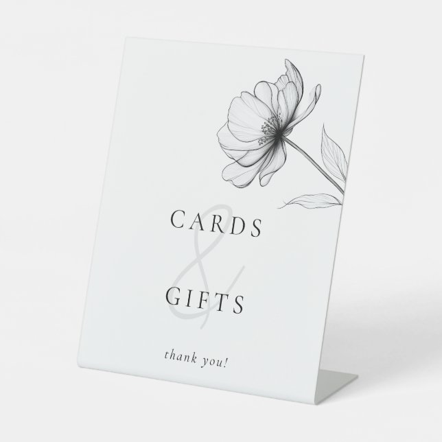 Minimalistische elegante Blumenkarten und Geschenk Sockelschild (Vorderseite)
