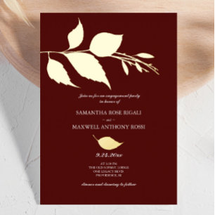 Minimalistische elegante bordeauxrote Verlobungsfe Folieneinladung