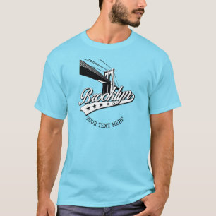 Minimalistische elegante Brooklyn Design Blaue Blu T-Shirt