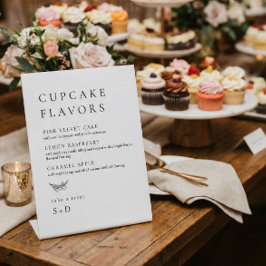 Minimalistische Elegante Cupcake Aromen Hochzeitss Sockelschild