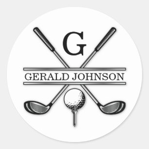 Minimalistische Elegante Custom Golf Monogram Clas Runder Aufkleber