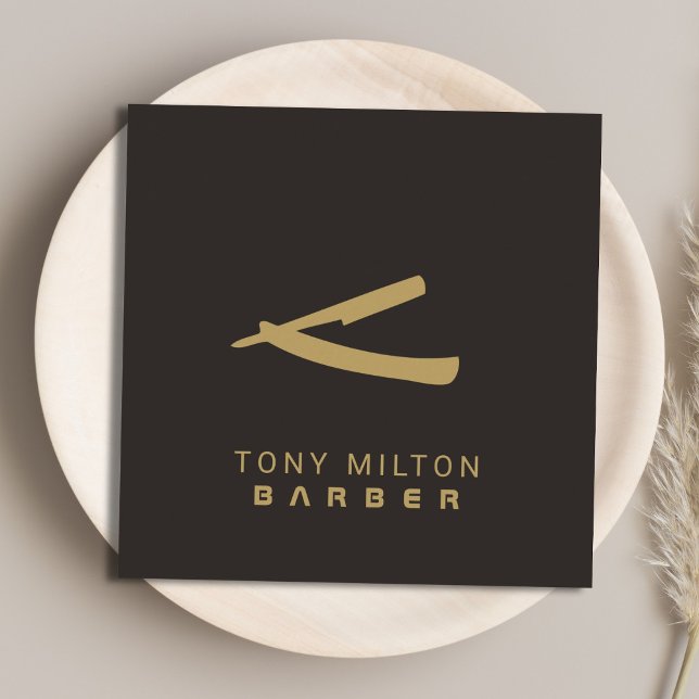 Minimalistische Elegante Dark Imitate Gold Razor B Quadratische Visitenkarte (Von Creator hochgeladen)