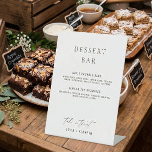Minimalistische elegante Dessert-Menü-Hochzeitstaf Sockelschild