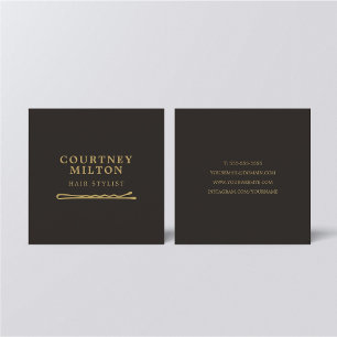 Minimalistische elegante dunkle Faux-Gold-Haarnade Quadratische Visitenkarte