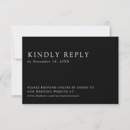 Minimalistische elegante, einfache Black Online RS RSVP Karte