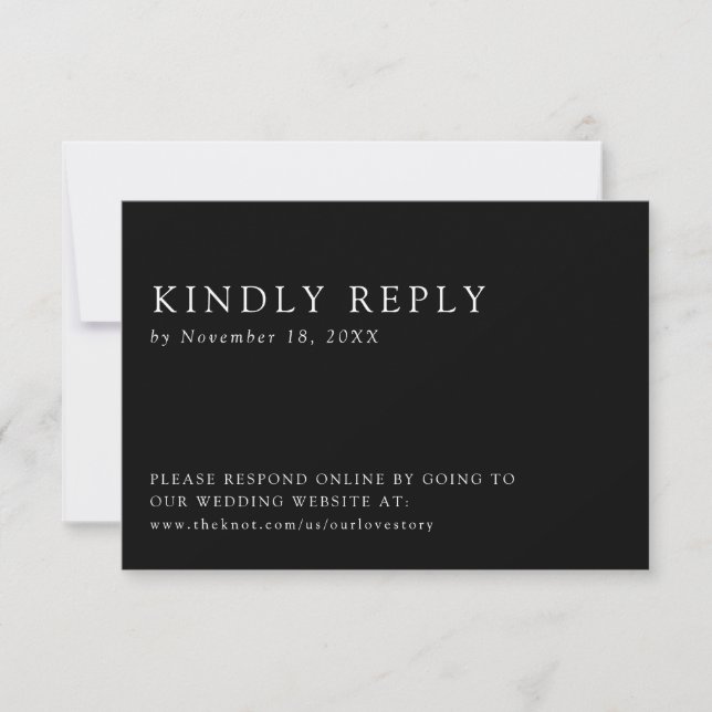 Minimalistische elegante, einfache Black Online RS RSVP Karte (Vorderseite)