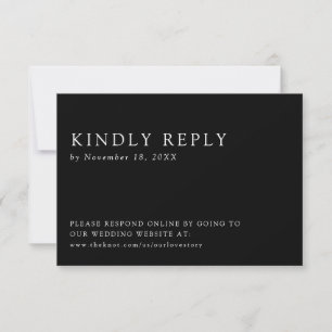 Minimalistische elegante, einfache Black Online RS RSVP Karte