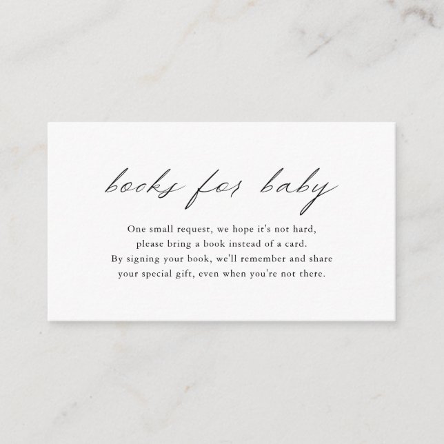 Minimalistische elegante einfache Bücher für Babyd Begleitkarte (Vorderseite)