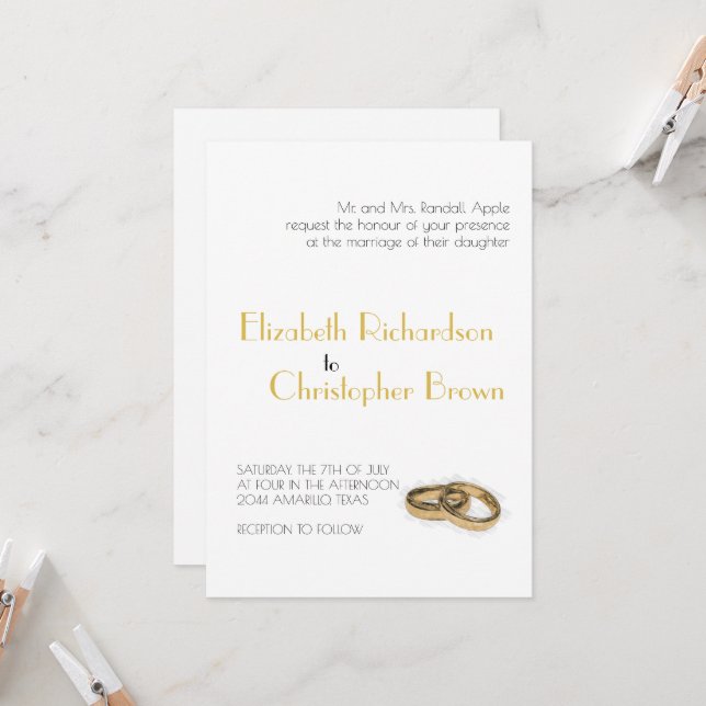 Minimalistische Elegante Eltern Hochzeit Einladung (Vorderseite/Rückseite Beispiel)