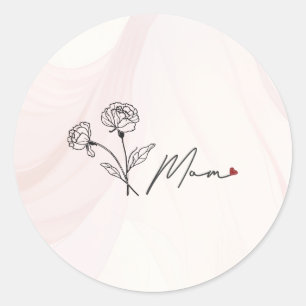Minimalistische elegante florale Mutter Runder Aufkleber