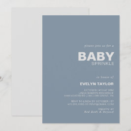 Minimalistische Elegante formale Blue Baby Sprinkl Einladung