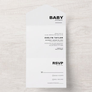 Minimalistische elegante formelle Babyparty All In One Einladung