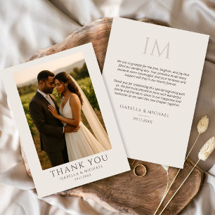 Minimalistische elegante Foto-Hochzeit Dankeskarte