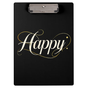 Minimalistische elegante Gold-Happy-Typografie - K Klemmbrett