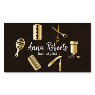 Minimalistische elegante goldene Hairstyling-Werkz Magnetische Visitenkarte