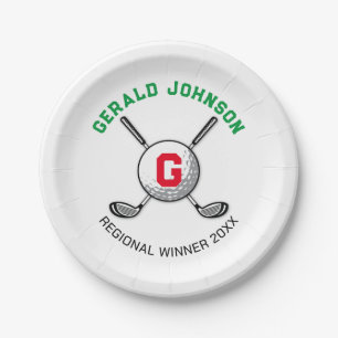 Minimalistische elegante Golf-Monogramm-Design Pappteller