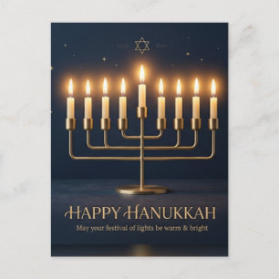 Minimalistische Elegante Happy Chanukka Grußkarte  Postkarte