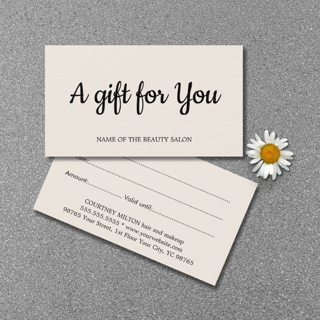 Minimalistische elegante helle Beige Salon Geschen (Von Creator hochgeladen)