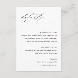 Minimalistische elegante Hochzeit Beilage Details Begleitkarte