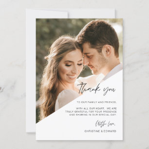 Minimalistische, elegante Hochzeit Danke Fotokarte Einladung