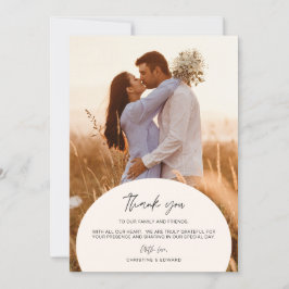 Minimalistische, elegante Hochzeit Danke Fotokarte Einladung