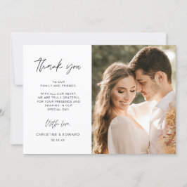 Minimalistische, elegante Hochzeit Danke Fotokarte Einladung