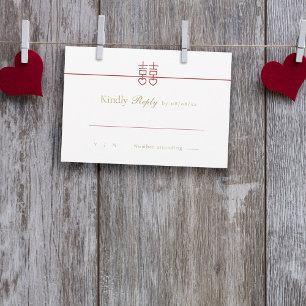 Minimalistische, elegante Hochzeit des doppelten G RSVP Karte