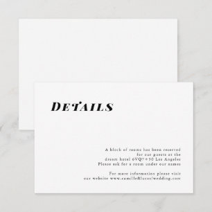 Minimalistische elegante Hochzeitsdetails Karte