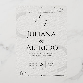 Minimalistische elegante Hochzeitseinladung Folieneinladung
