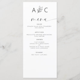 Minimalistische elegante Hochzeitsempfehlung Menükarte
