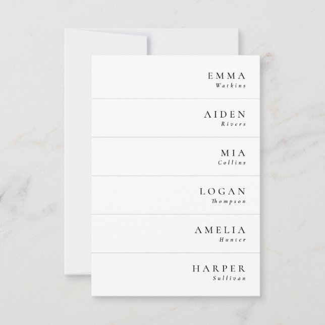 Minimalistische elegante Hochzeitsnacht-Platzkarte Einladung (Vorderseite)