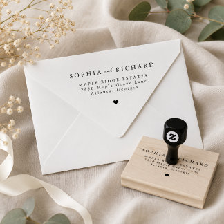 Minimalistische elegante Hochzeitsrücksendeadresse Gummistempel