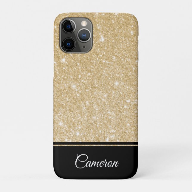 Minimalistische elegante Imitate Gold Glitzer und  Case-Mate iPhone Hülle (Rückseite)