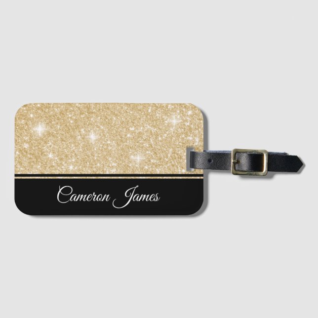 Minimalistische elegante Imitate Gold Glitzer und  Gepäckanhänger (Vorderseite (Horizontal))