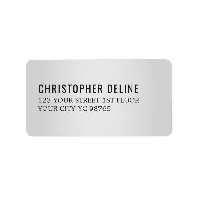 Minimalistische elegante Imitate Silberschwarzes E Adressaufkleber (Vorne)