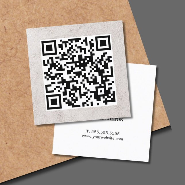 Minimalistische elegante Imitate Stone QR Code Con Quadratische Visitenkarte (Von Creator hochgeladen)