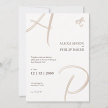 Minimalistische elegante Initialen Einladung