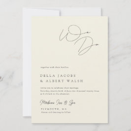 Minimalistische elegante Kalligrafie Elfenbein-Hoc Einladung