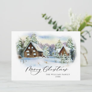Minimalistische elegante Kiefern-Weihnachtsgruß Feiertagskarte