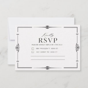 Minimalistische elegante klassische Hochzeitsantwo RSVP Karte