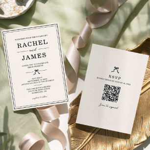 Minimalistische elegante Koketten-Hochzeits-QR-RSV Einladung
