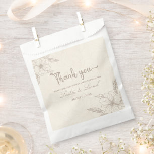 Minimalistische Elegante Kontur Blumenhochzeit Geschenktütchen