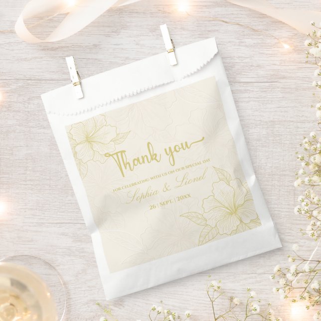 Minimalistische Elegante Kontur Blumenhochzeit Geschenktütchen (Ausgeschnitten)