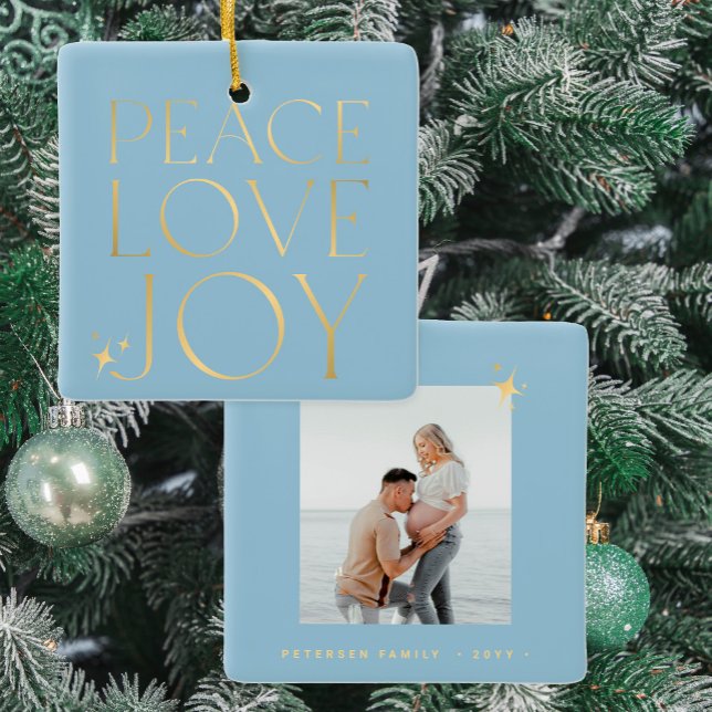 Minimalistische, elegante Liebe Freude am Foto Keramikornament (Von Creator hochgeladen)