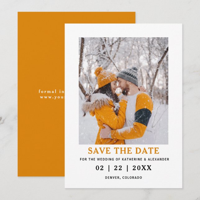 Minimalistische Elegante Moderne Foto Hochzeit Save The Date (Vorne/Hinten)