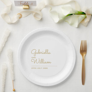 Minimalistische Elegante Moderne Goldene Schrift Pappteller