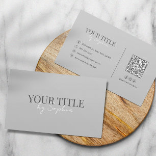 Minimalistische elegante moderne graue neutrale QR Visitenkarte