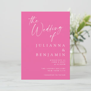 Minimalistische elegante moderne Hot-Pink-Schrift  Einladung