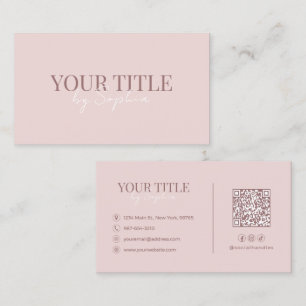 Minimalistische elegante moderne rosafarbene QR-Co Visitenkarte