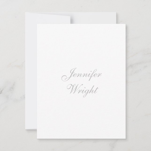 Minimalistische, elegante, moderne schlicht-grau-w mitteilungskarte (Vorderseite)